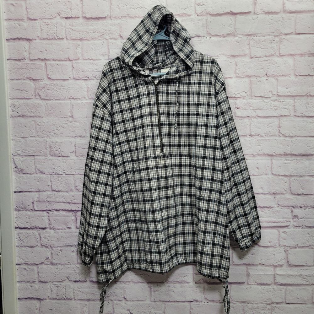 Faded Glory Plaid Hoodie Womens 26W/28W Pullover‎ Lightweight Grunge Y2K Skater